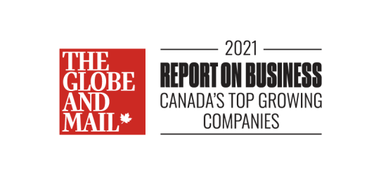 The Globe and Mail's Report on Business Magazine Canada's Top Growing Companies Award 2021 Logo.