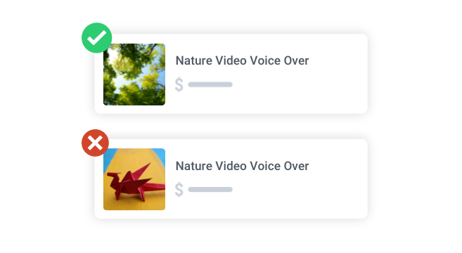 Two images - one representing a good example for nature video voice over and one representing a bad example of nature video voice over.